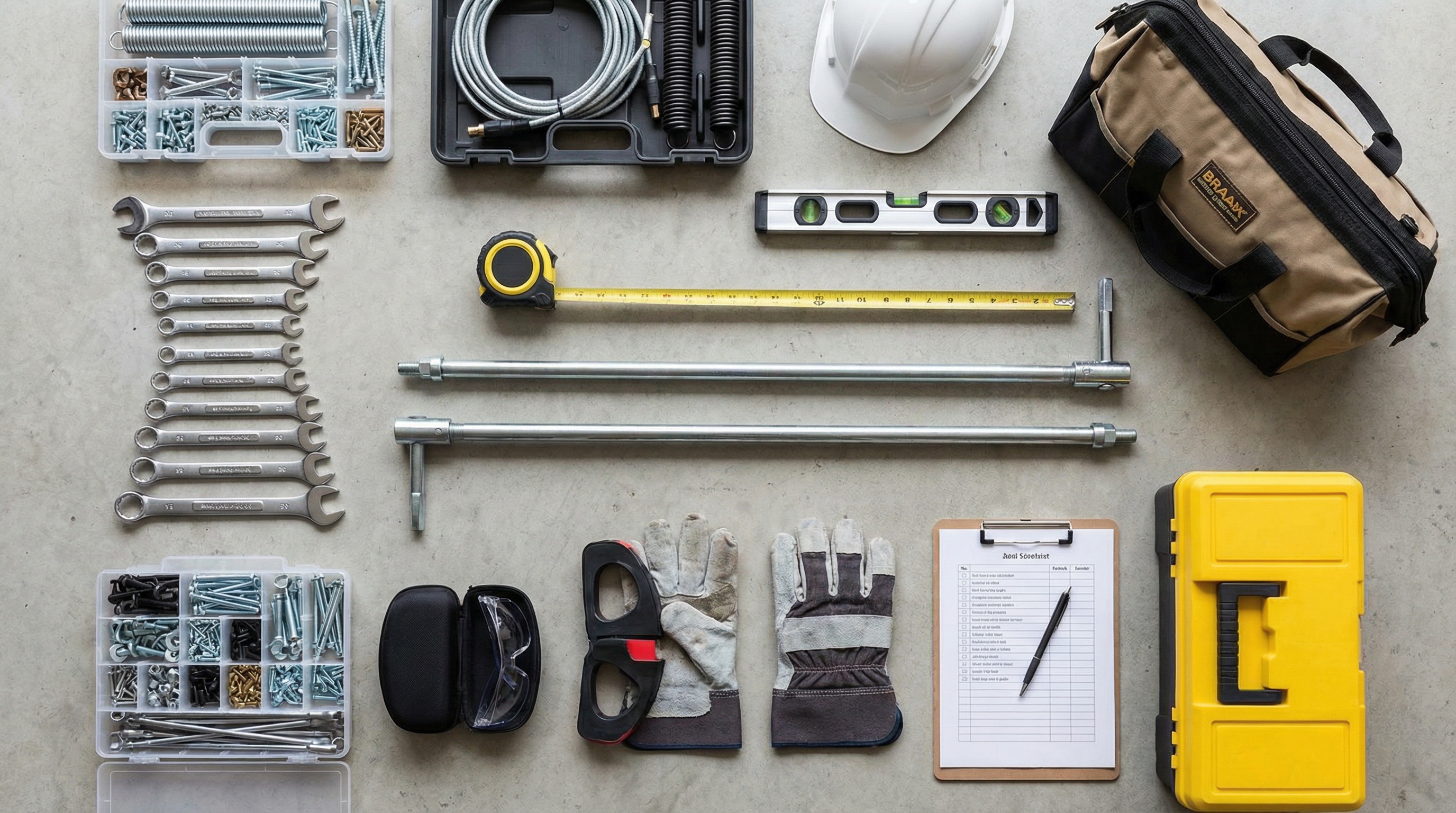 Professional garage door repair tools and equipment