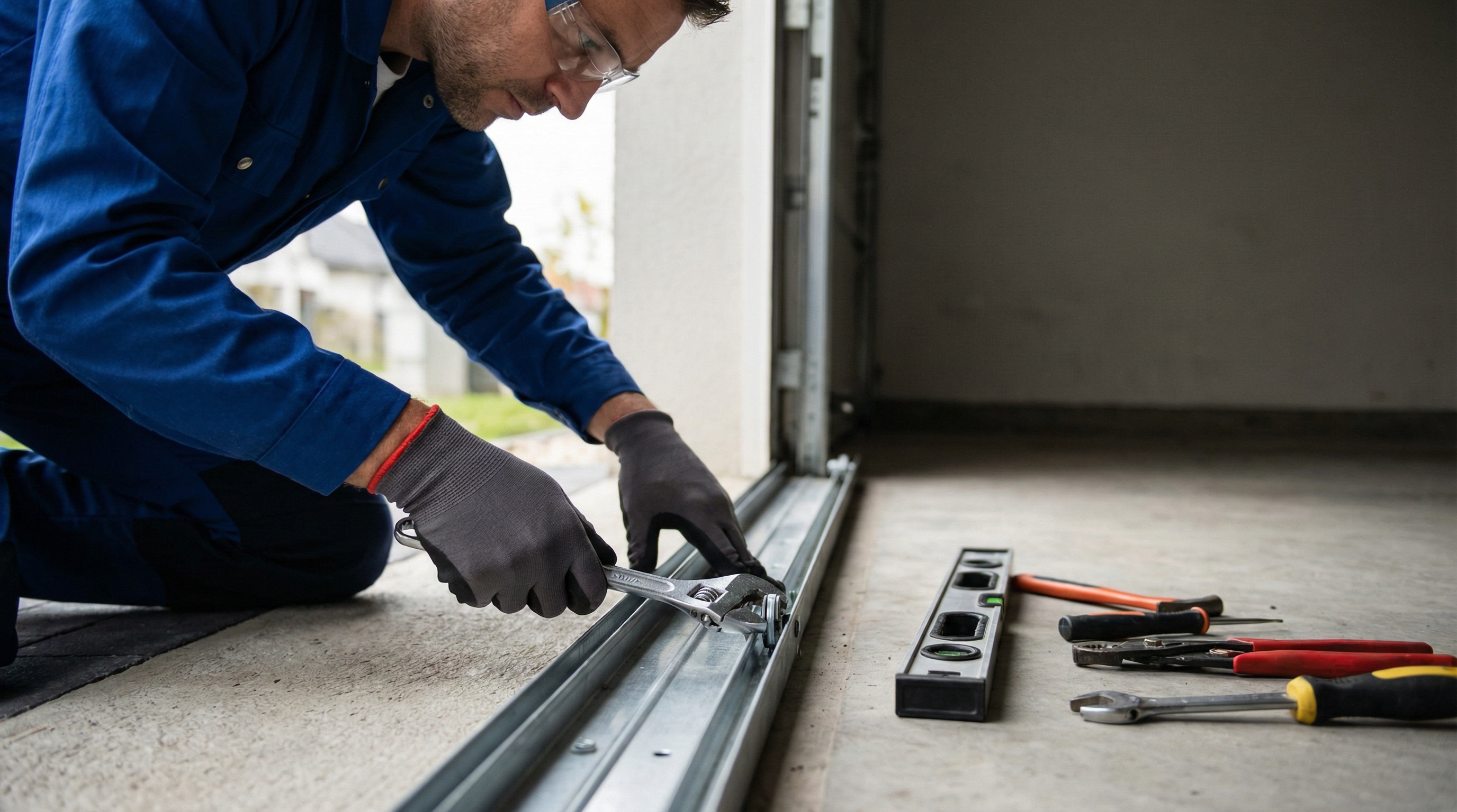 Garage door track alignment repair in Wayne