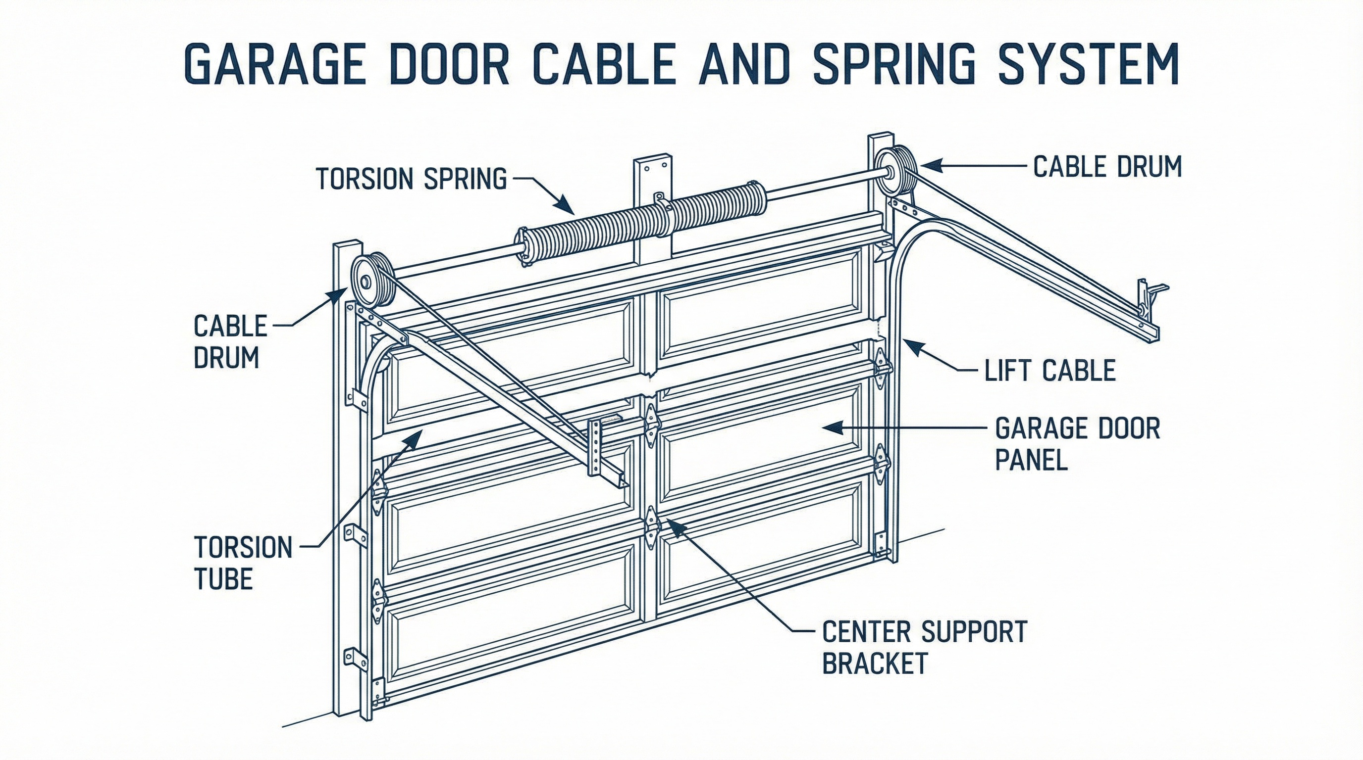 Garage door cable and spring system diagram