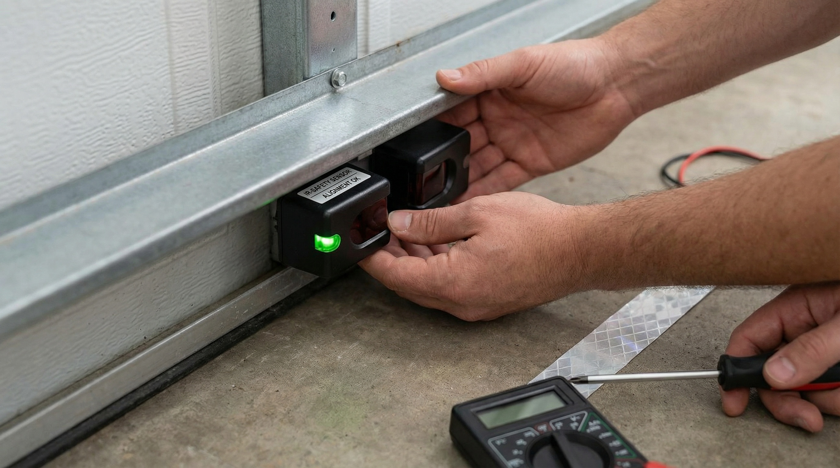 Garage door safety sensors alignment check in Philadelphia
