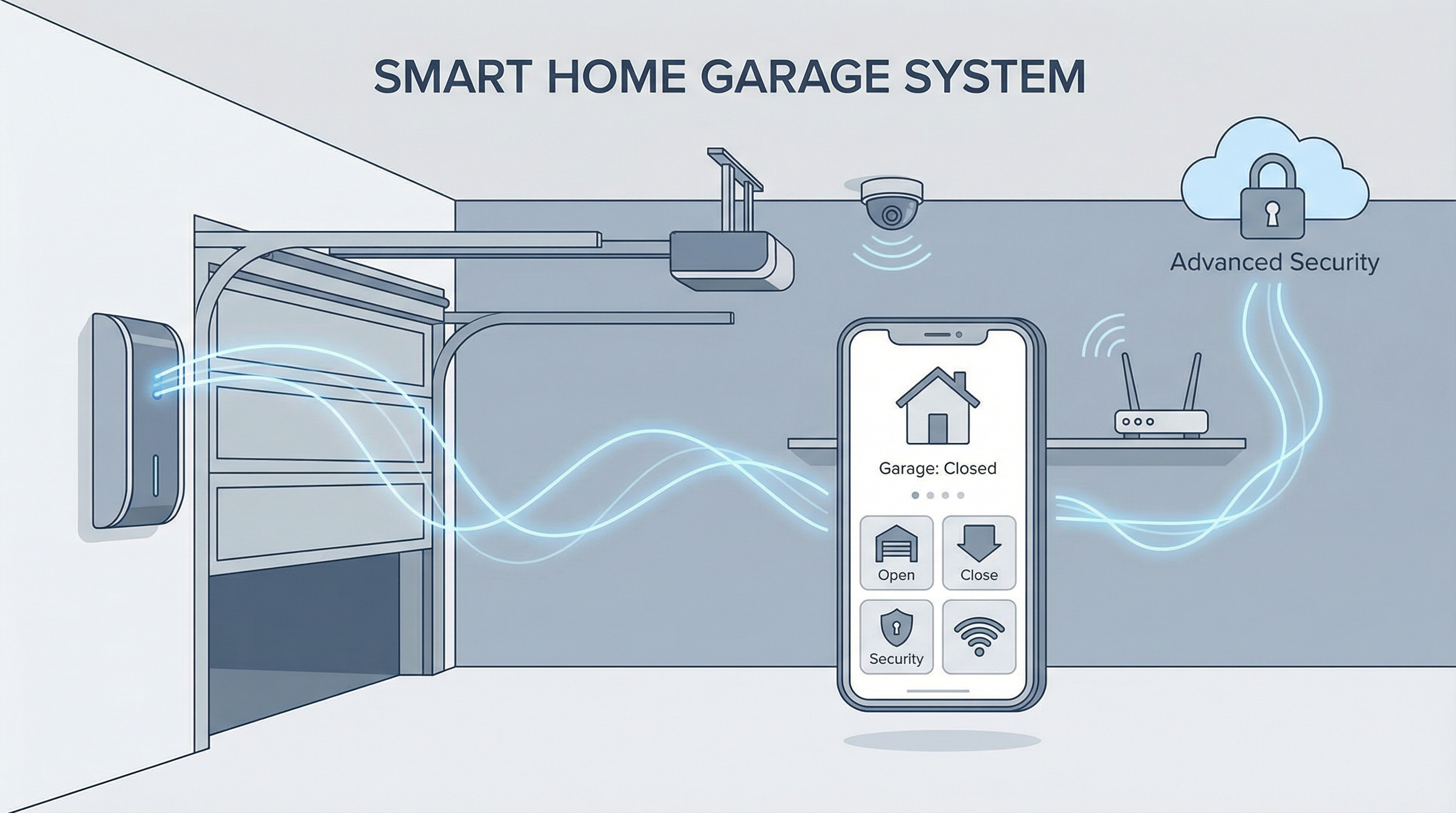 Smart garage door opener with WiFi connectivity and smartphone app features