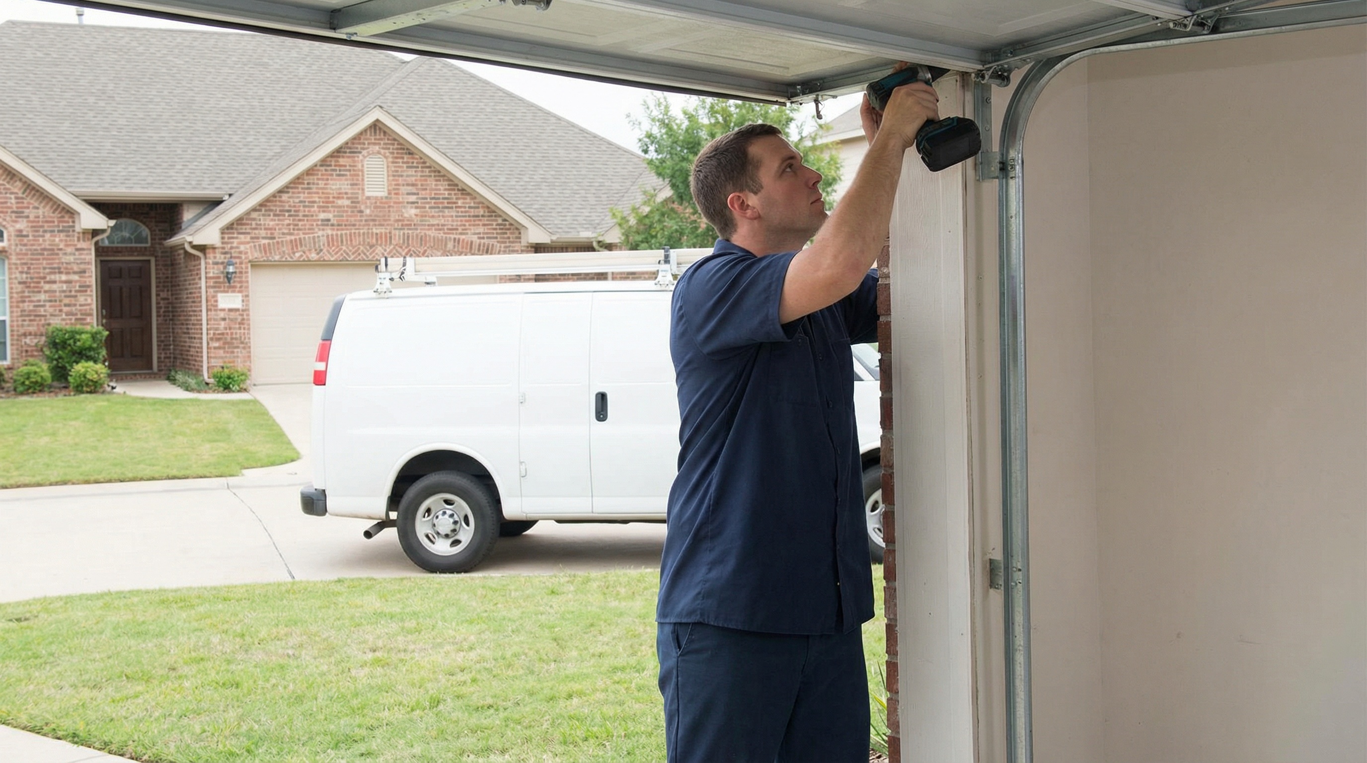 Professional garage door technician installation