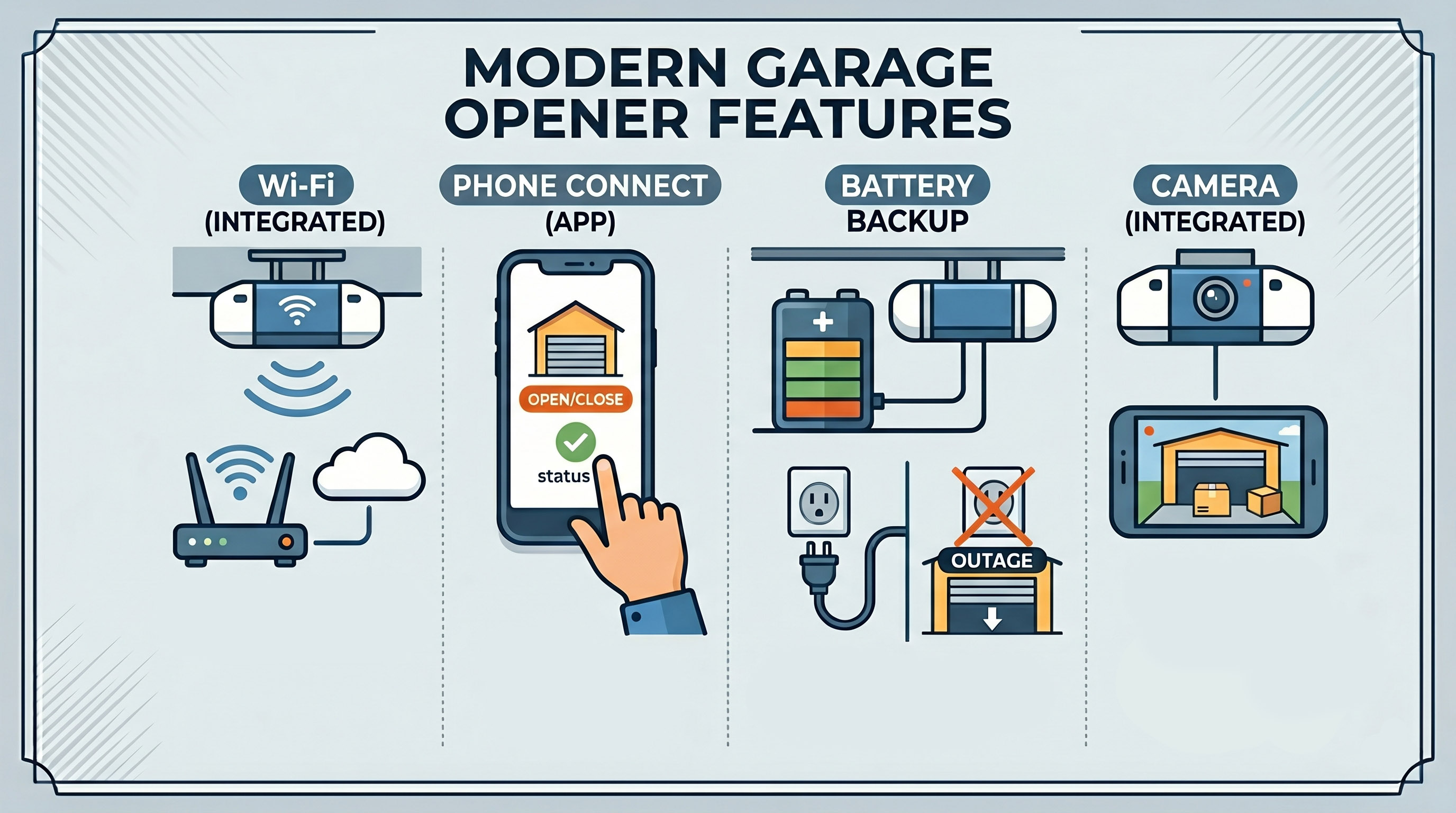 Modern garage door opener features