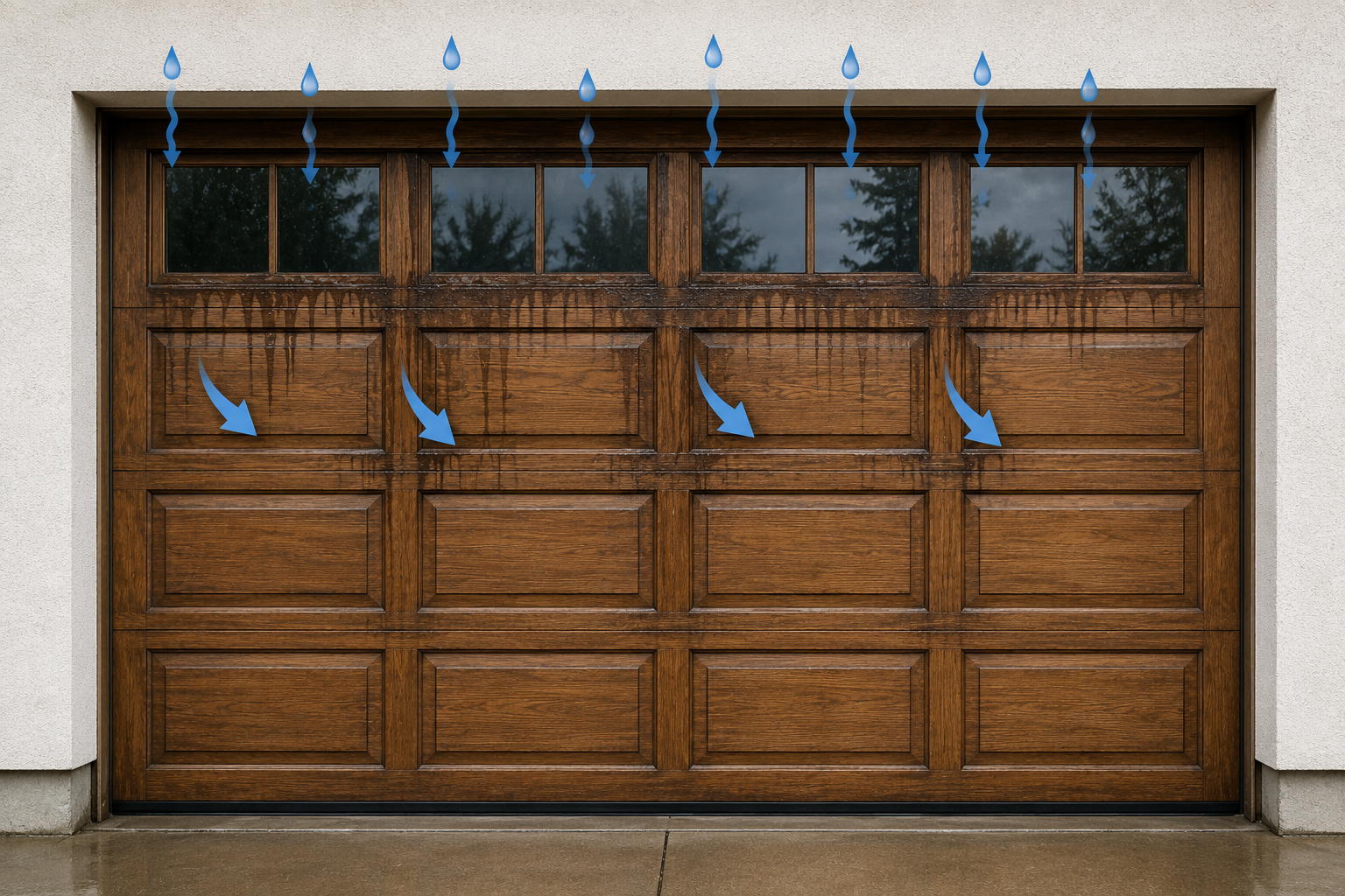 Moisture in wood garage door